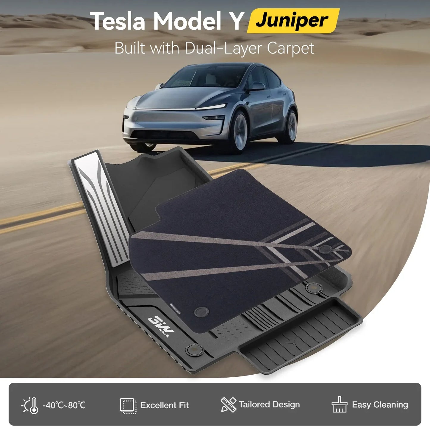 Floor Mats / Trunk Mat for Tesla Model Y Juniper 2025-2026 (Not Fit 2026 Model Y Standard Range) Thorex™ All Weather Protection