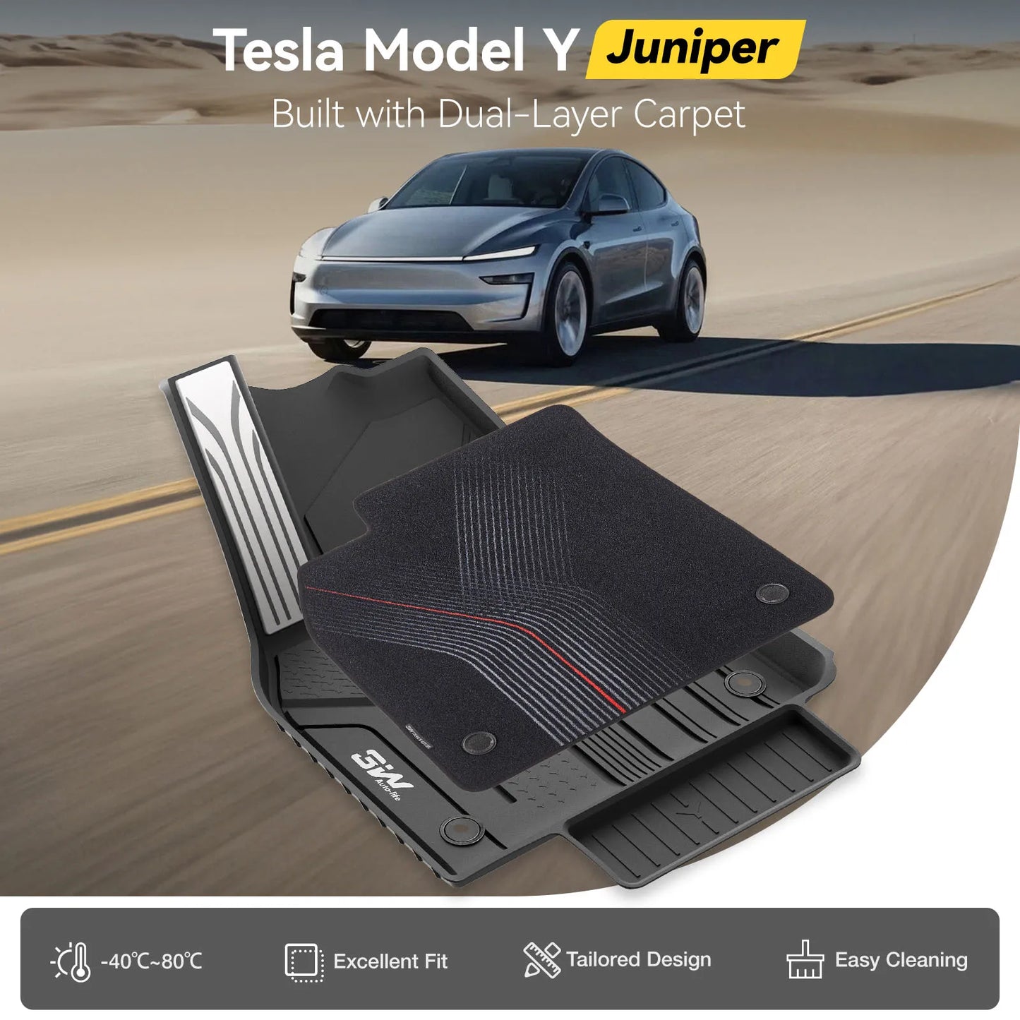 Floor Mats / Trunk Mat for Tesla Model Y Juniper 2025-2026 (Not Fit 2026 Model Y Standard Range) Thorex™ All Weather Protection