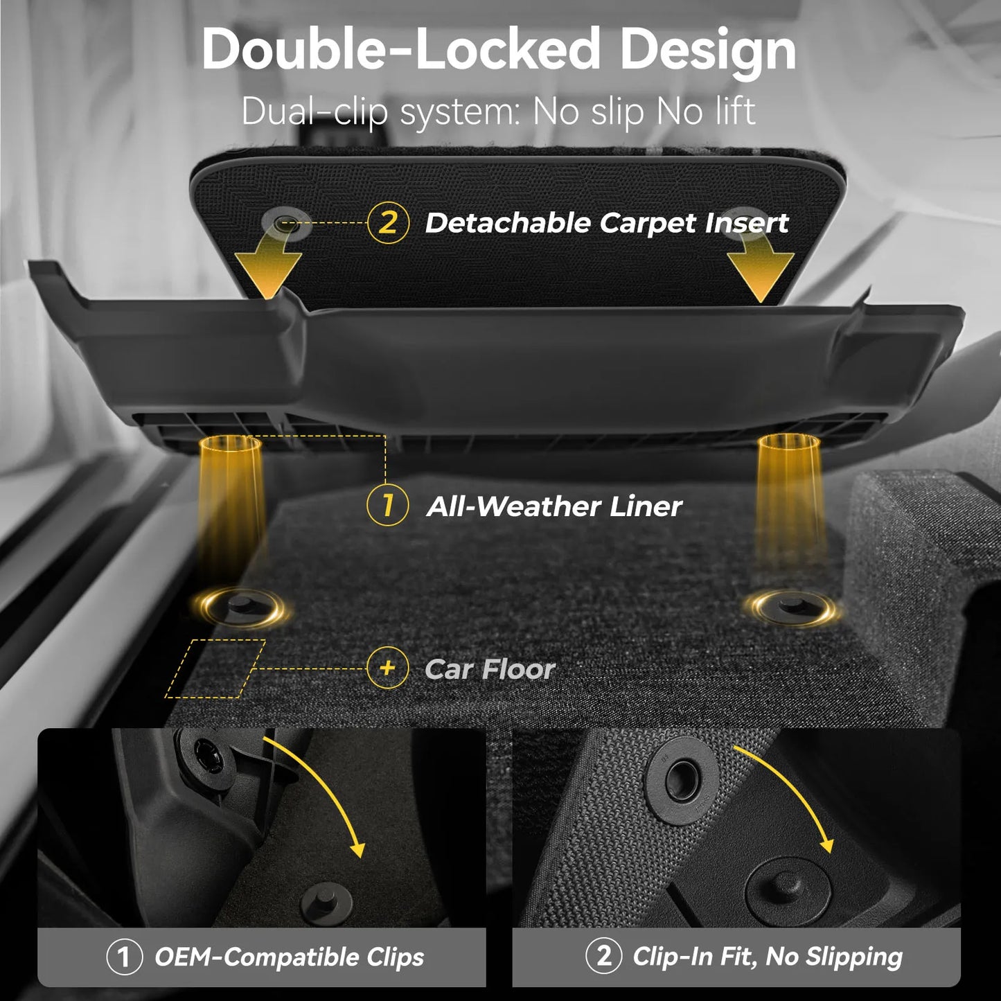 Floor Mats / Trunk Mat for Tesla Model Y Juniper 2025-2026 (Not Fit 2026 Model Y Standard Range) Thorex™ All Weather Protection