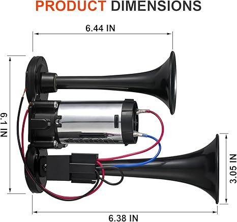 130dB Ultra-Loud Dual Air Horn Kit with Upgraded Compressor